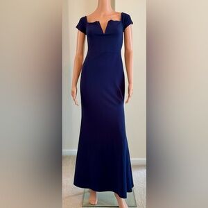 Lulus Navy Fit & Flare Mermaid Evening Gown Black Tie Gala Holiday NYE Size XS